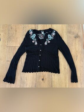 Nanette Lapore Floral Embroidered Button-Front Cardigan